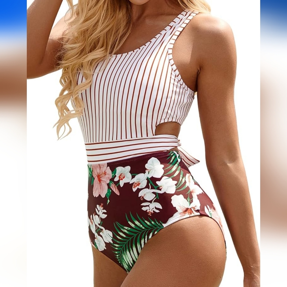 MOLYBELL Cut-Out High Waisted Monokini Floral Print Swimsuit